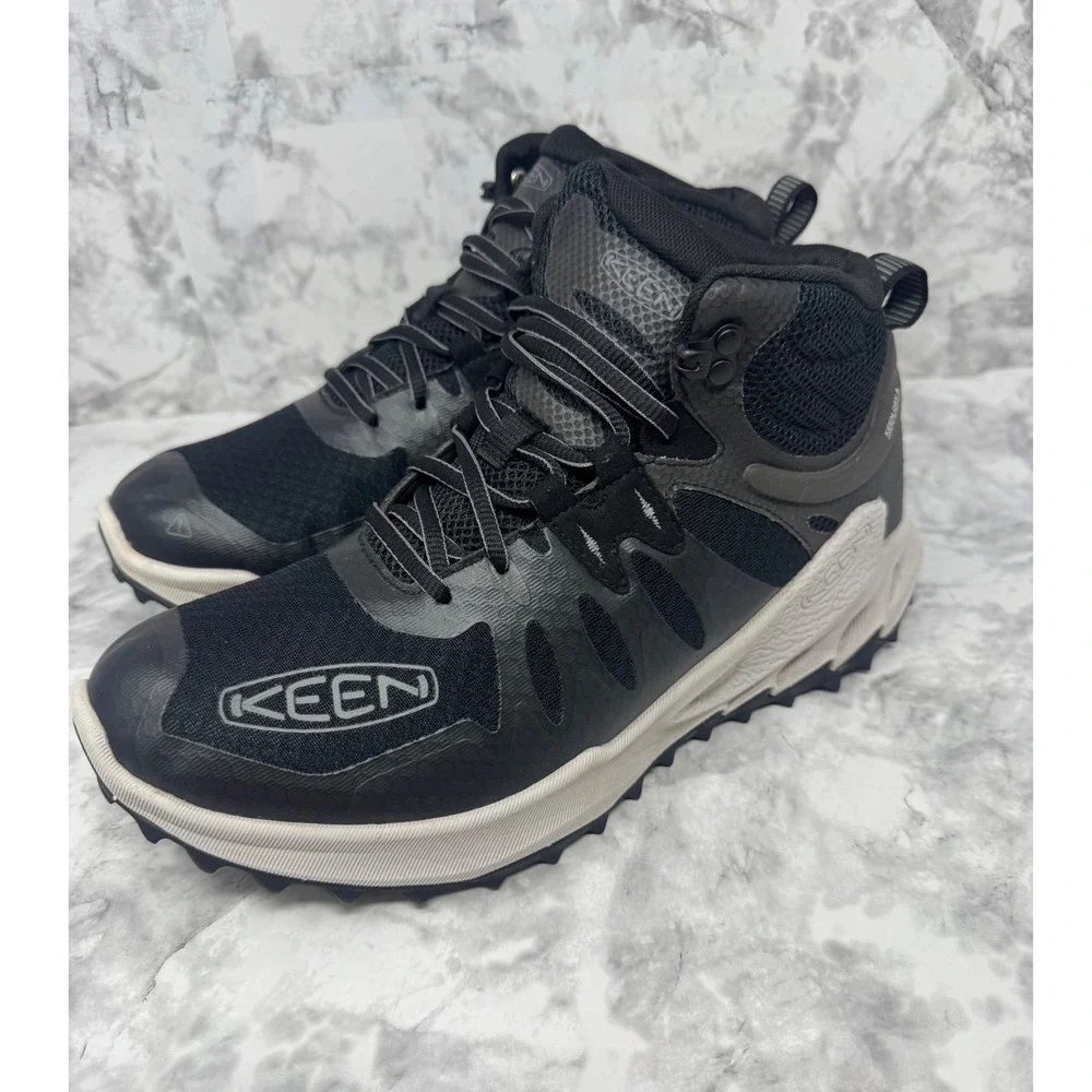 KEEN NXIS EVO Mid Waterproof Hiking Boots Mens 9 Black Magnet 1028034 Trail Shoe